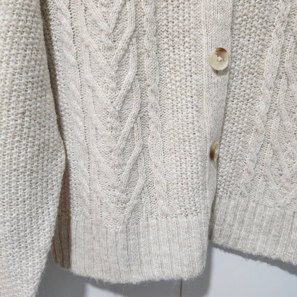 Old Navy NEW Women's Button Down Cardigan Woven Oatmeal Color Sweater - Medium - Picture 9 of 12